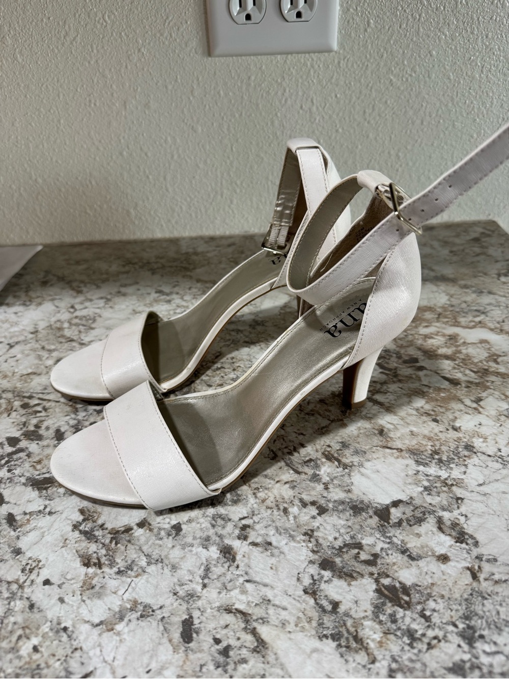 Anna White Open-Toe Ankle-Strap Heels